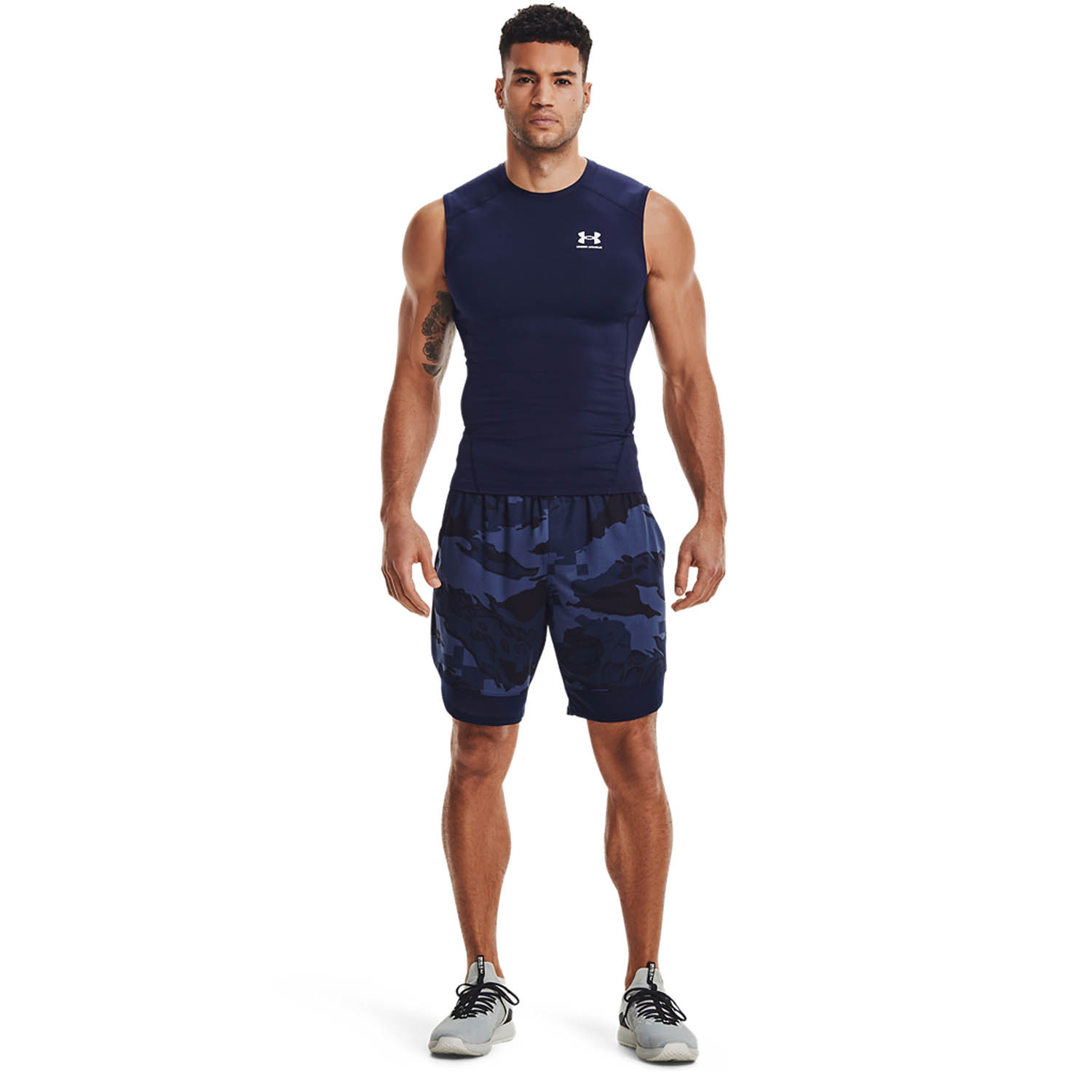 Under Armour HeatGear Compression Canotta Midnight Navy/White