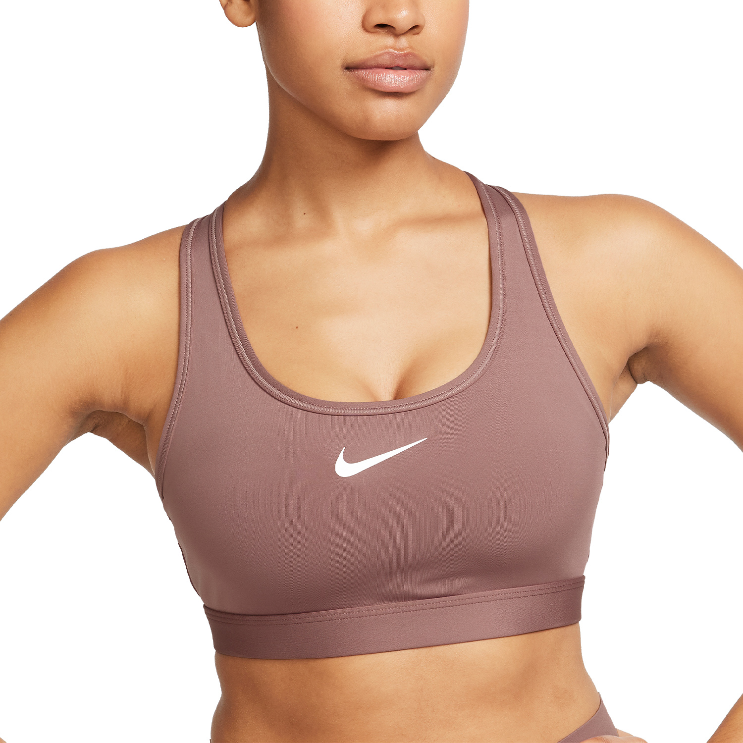 Nike Swoosh Dri-FIT Reggiseno Sportivo Smokey Mauve/White