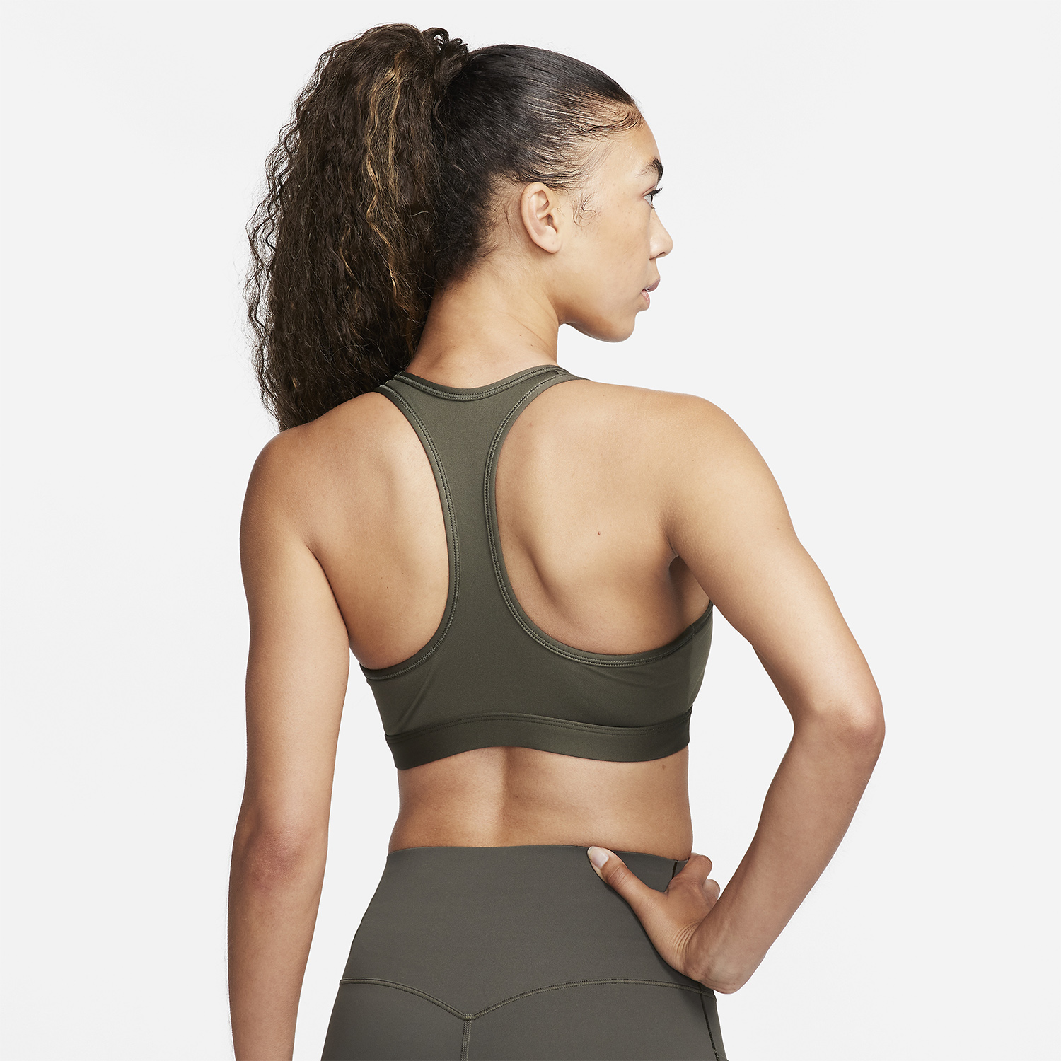 Nike Swoosh Dri-FIT Reggiseno Sportivo Cargo Khaki/White