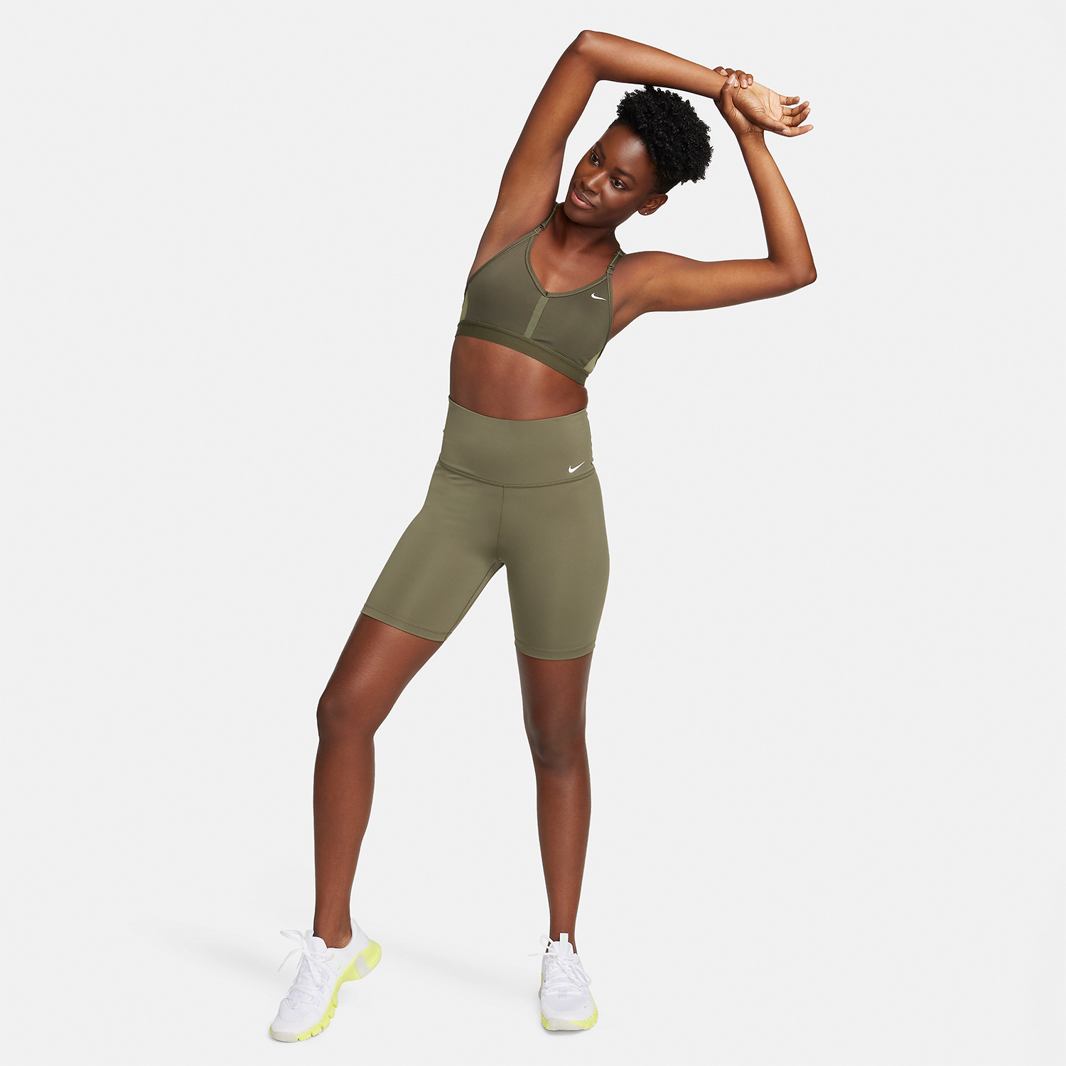 Nike Indy Reggiseno Sportivo Cargo Khaki/Medium Olive/White