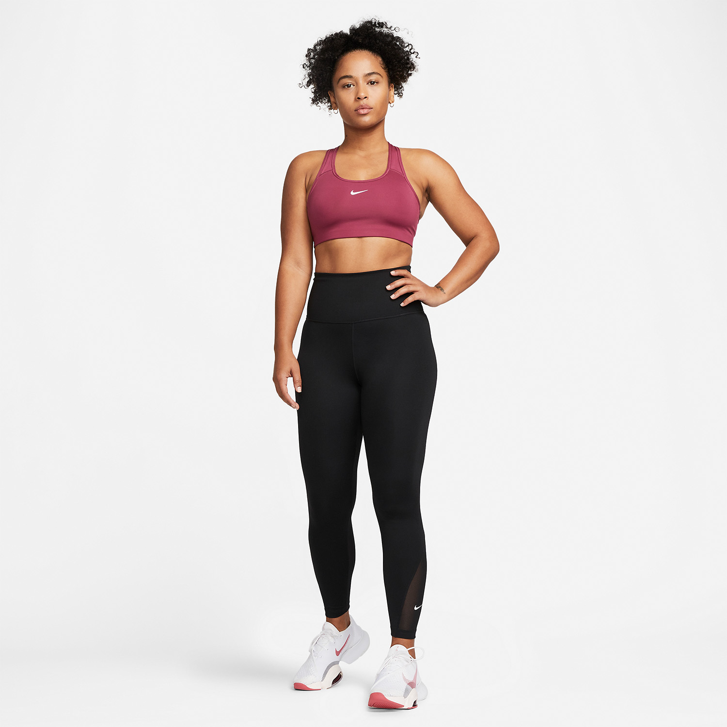 Nike Swoosh Reggiseno Sportivo Rosewood/White
