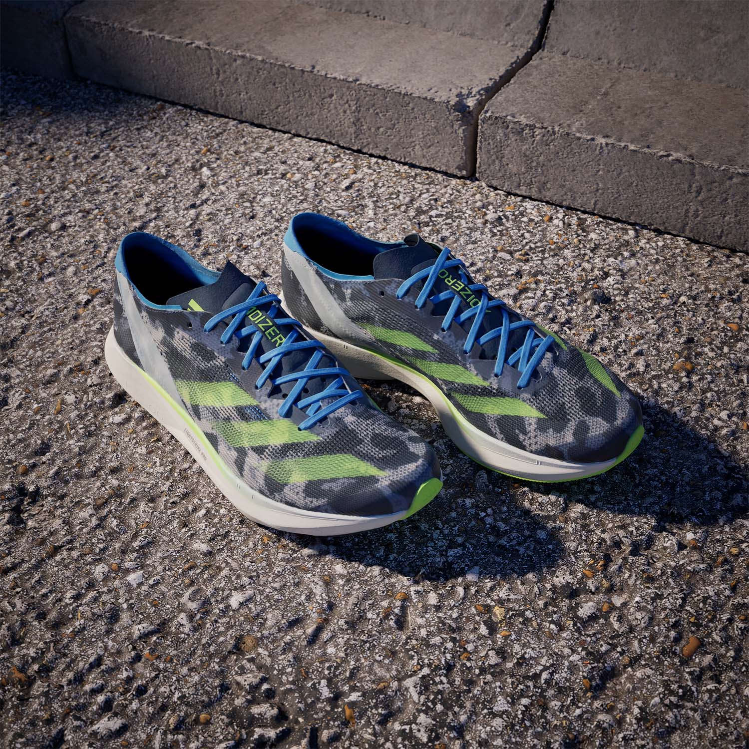 adidas Adizero Takumi Sen 10 Crystal White/Lucid Lemon/Blue Burst