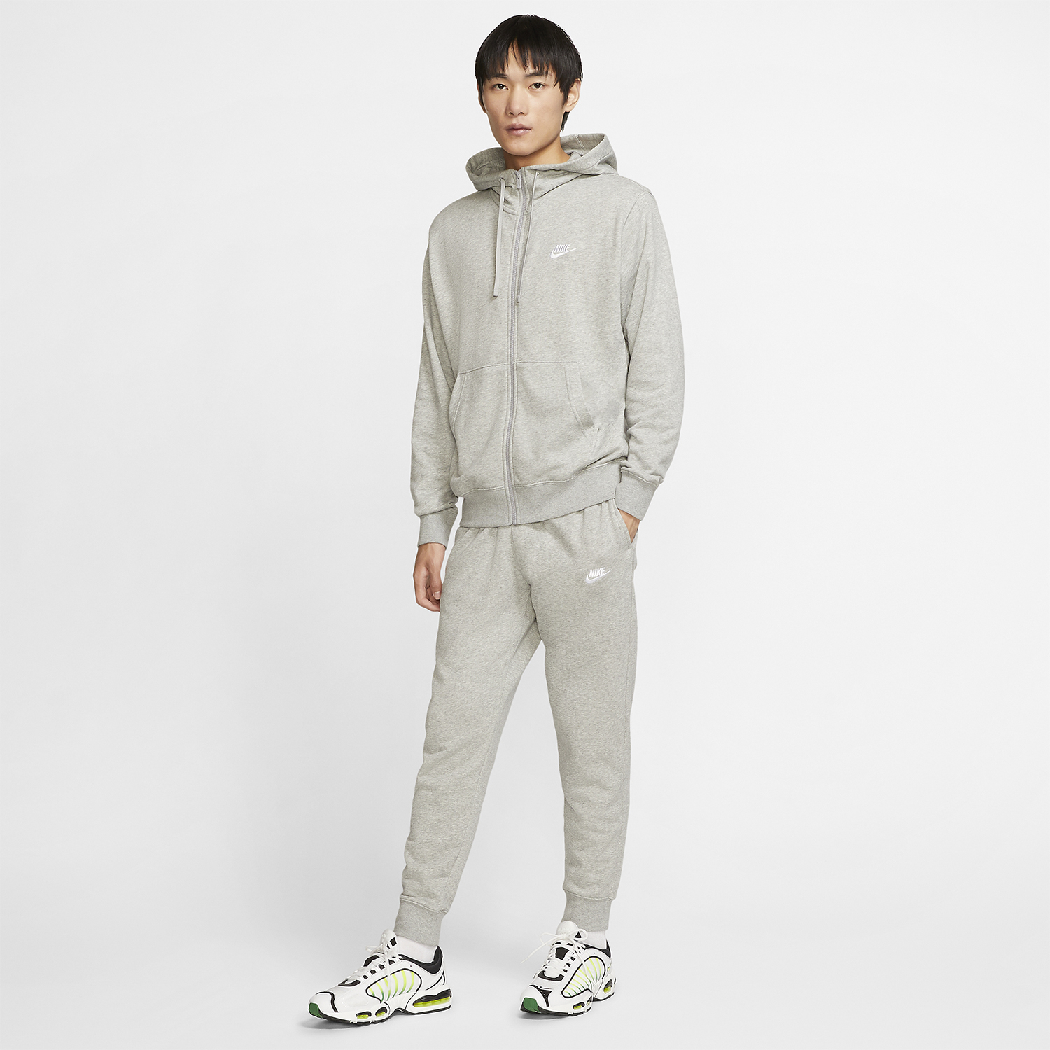 Nike Club Felpa Dark Grey Heather/Matte Silver/White