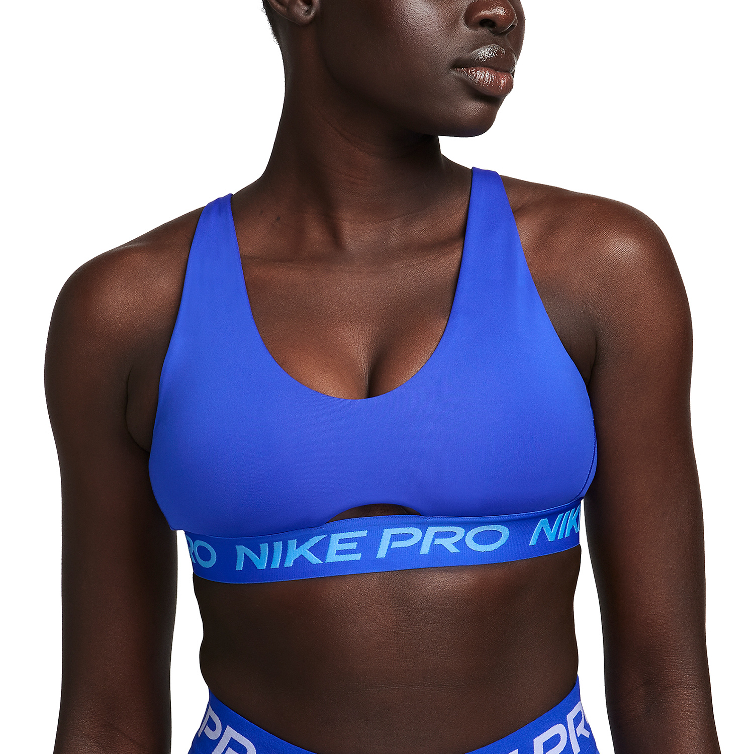 Nike Pro Indy Plunge Reggiseno Sportivo Hyper Royal/University Blue/White