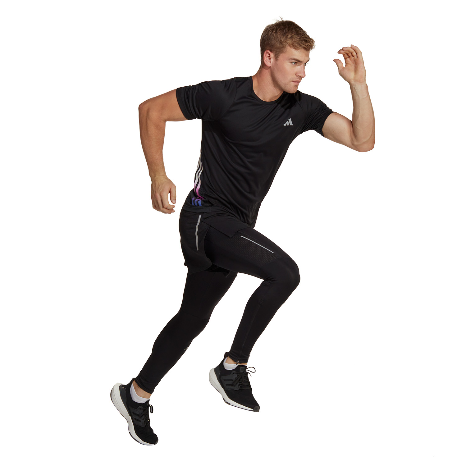 adidas Run Icons 3 Stripes Maglietta Black