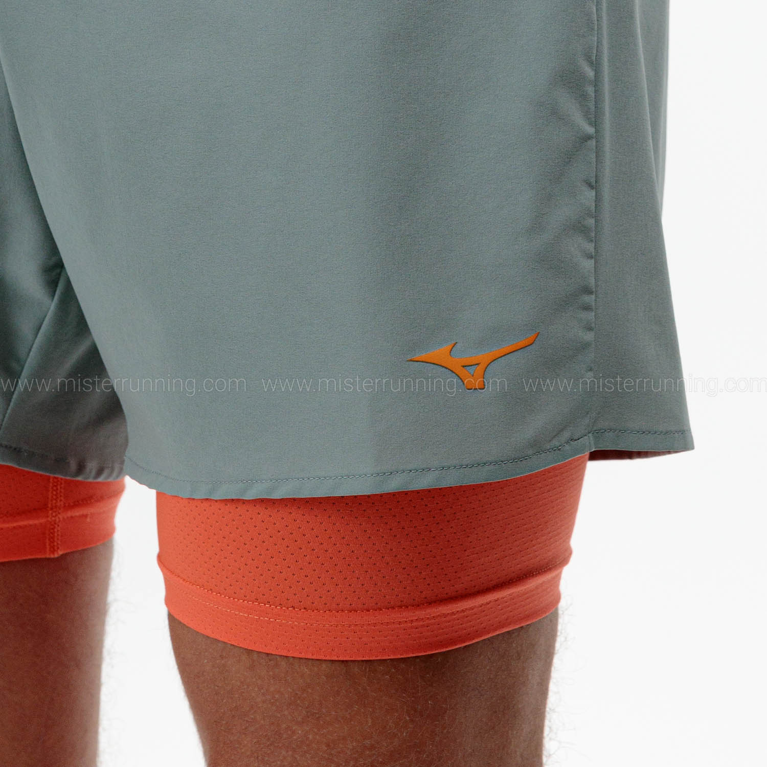 Mizuno ER 2 in 1 5.5in Pantaloncini Lead/Nasturtium