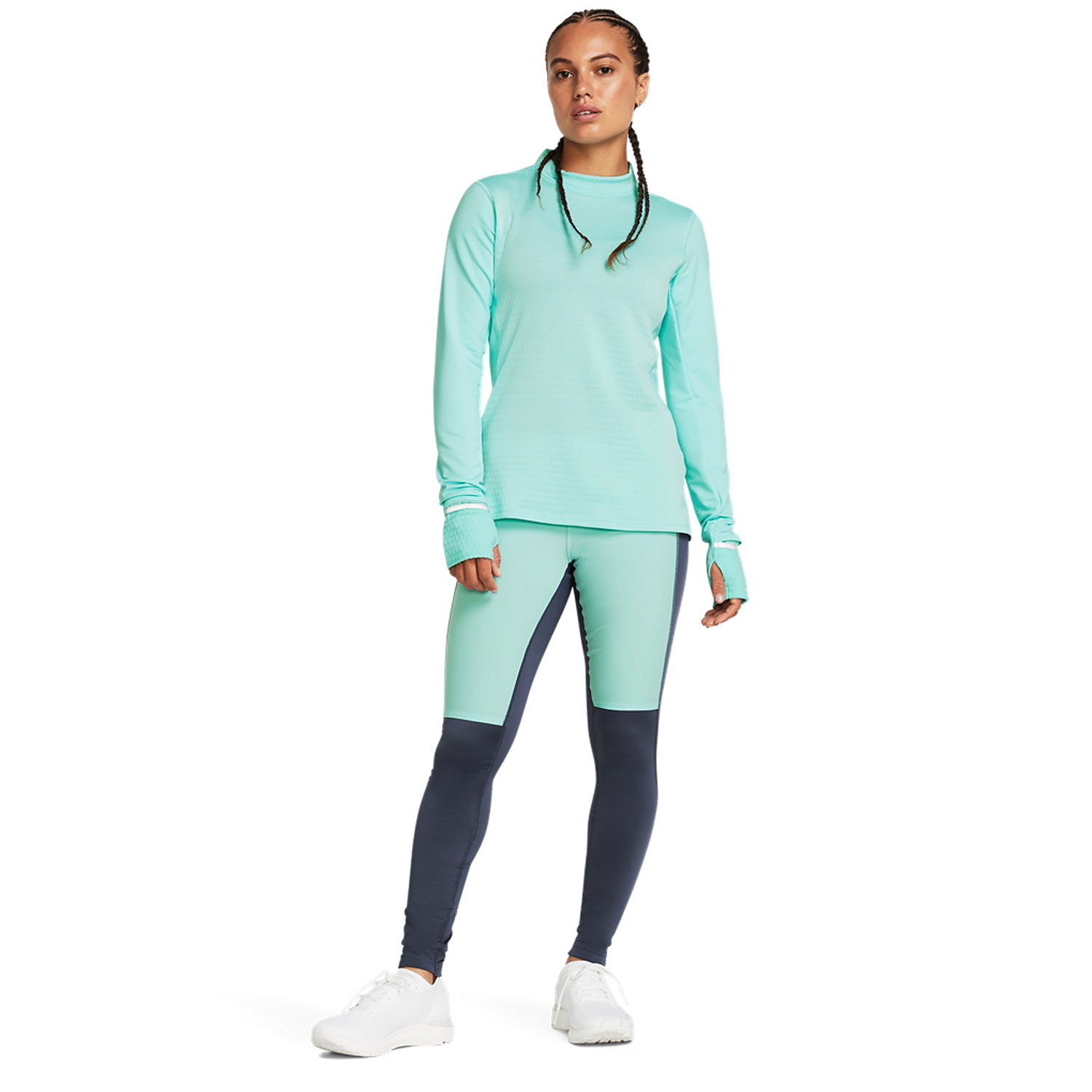 Under Armour Qualifier Cold Tights Downpour Gray/Neo Turquoise/Reflective