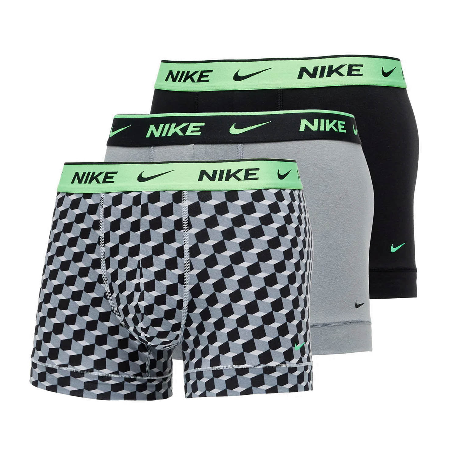 Nike Everyday Stretch x 3 Boxer Geo Block Print/Cool Grey/Black