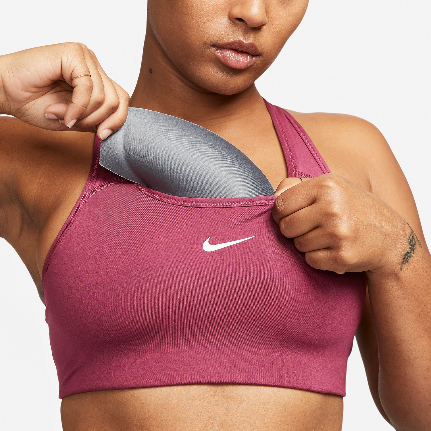 Nike Swoosh Reggiseno Sportivo Rosewood/White