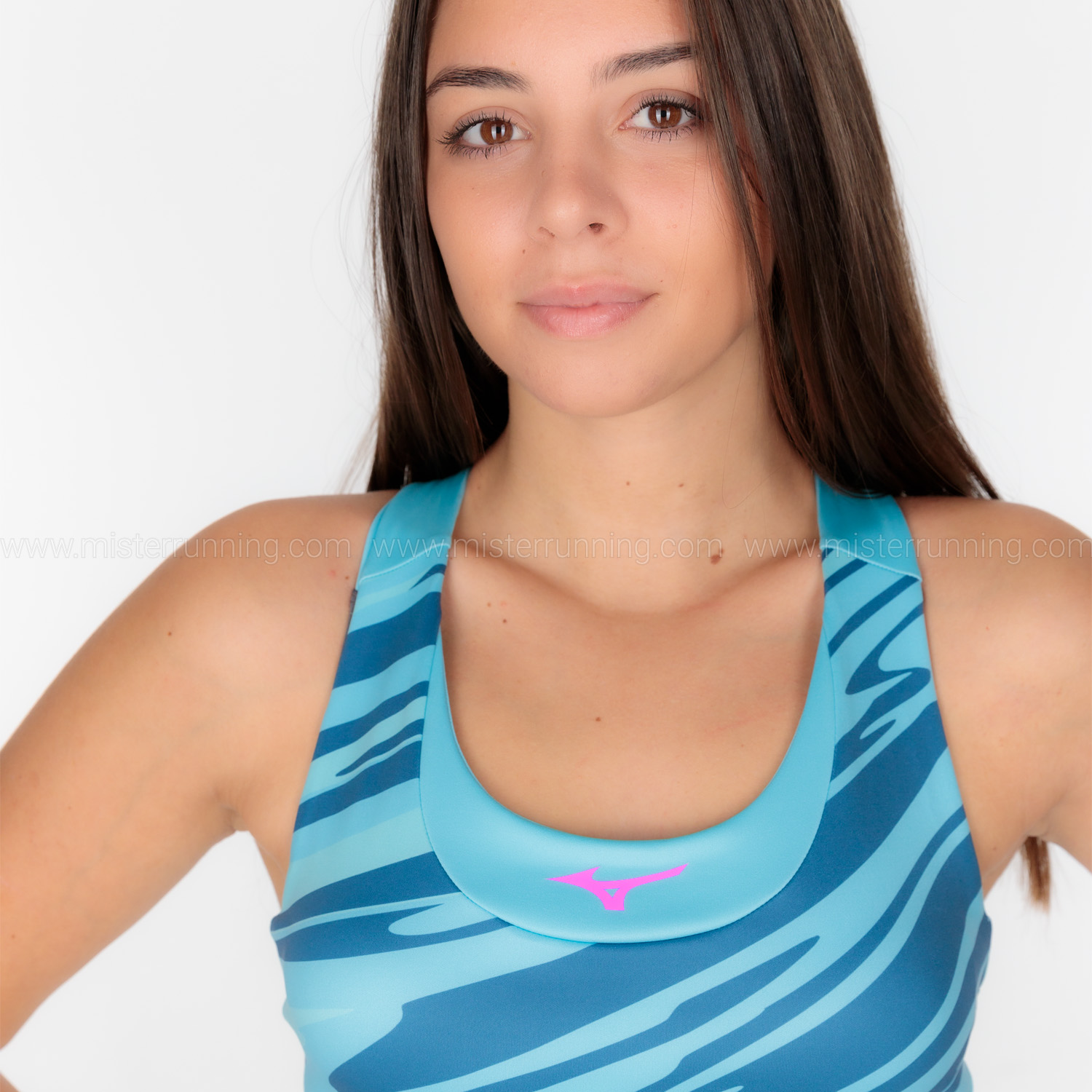 Mizuno Alpha Graphic Reggiseno Sportivo Maui Blue
