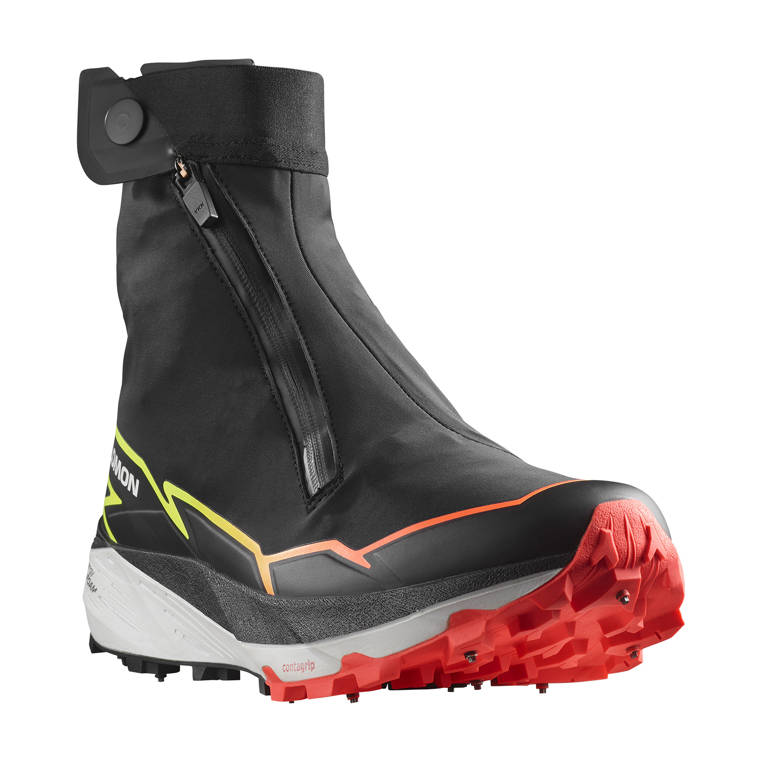 Salomon Winter Cross Spike Black/Fiery Coral/Safety Yellow