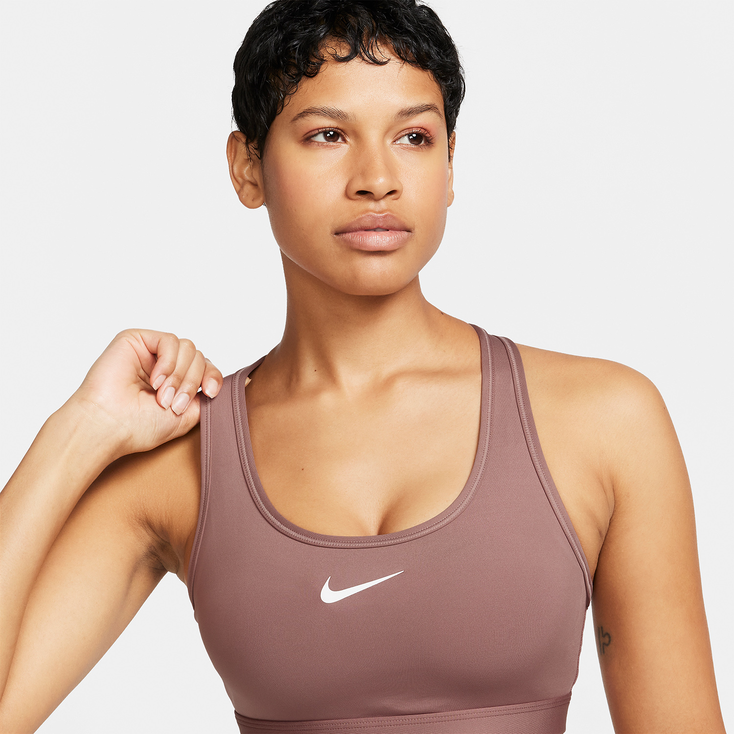Nike Swoosh Dri-FIT Reggiseno Sportivo Smokey Mauve/White