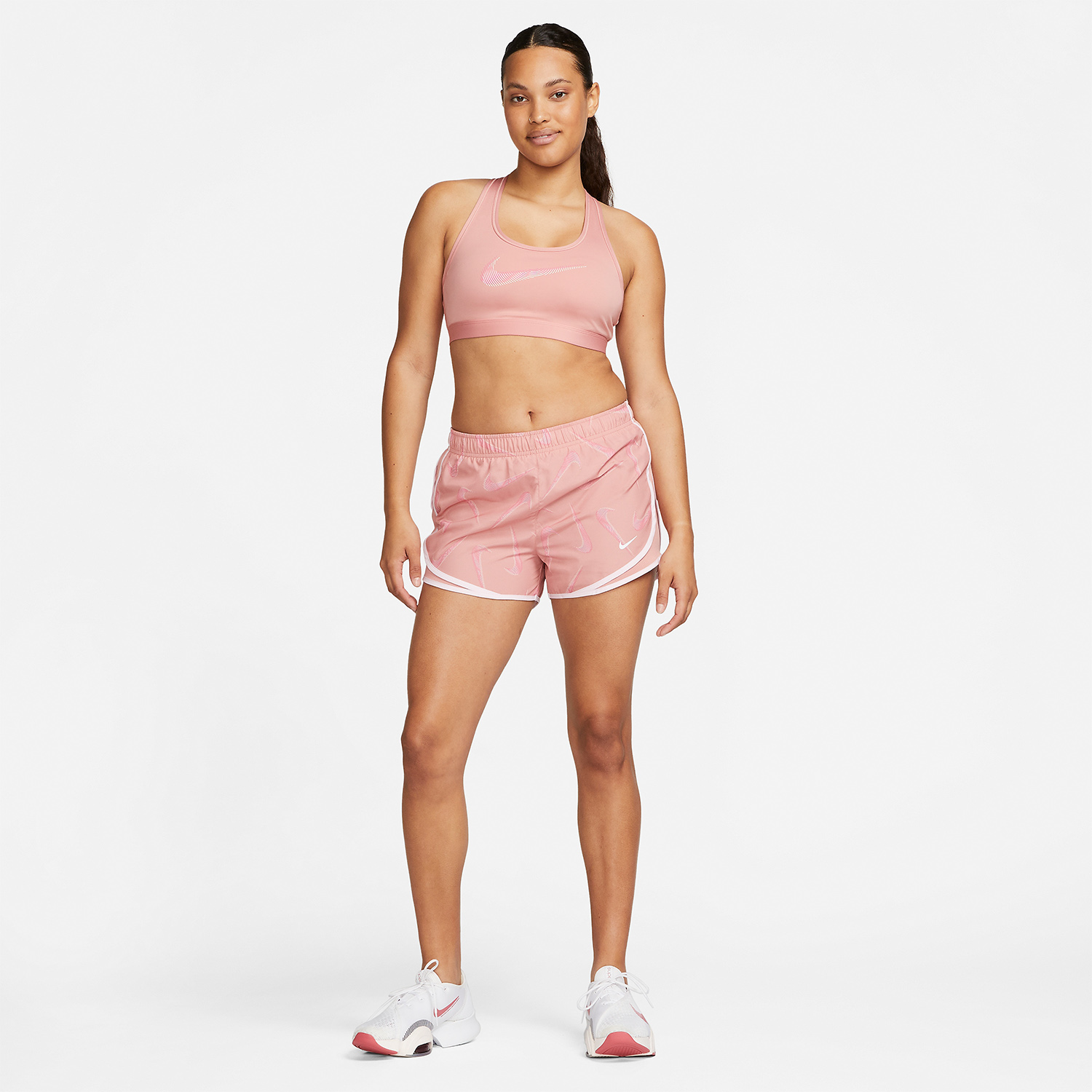 Nike Dri-FIT Swoosh Reggiseno Sportivo Red Stardust/Guava Ice/Laser Fuchsia