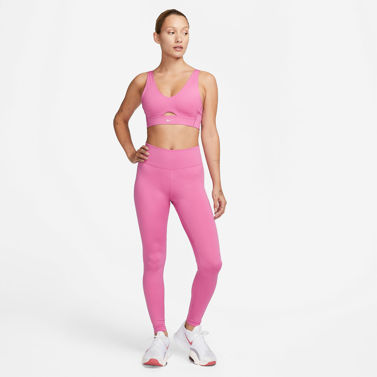 Nike Dri-FIT Indy Reggiseno Sportivo Cosmic Fuchsia/Fossil Stone