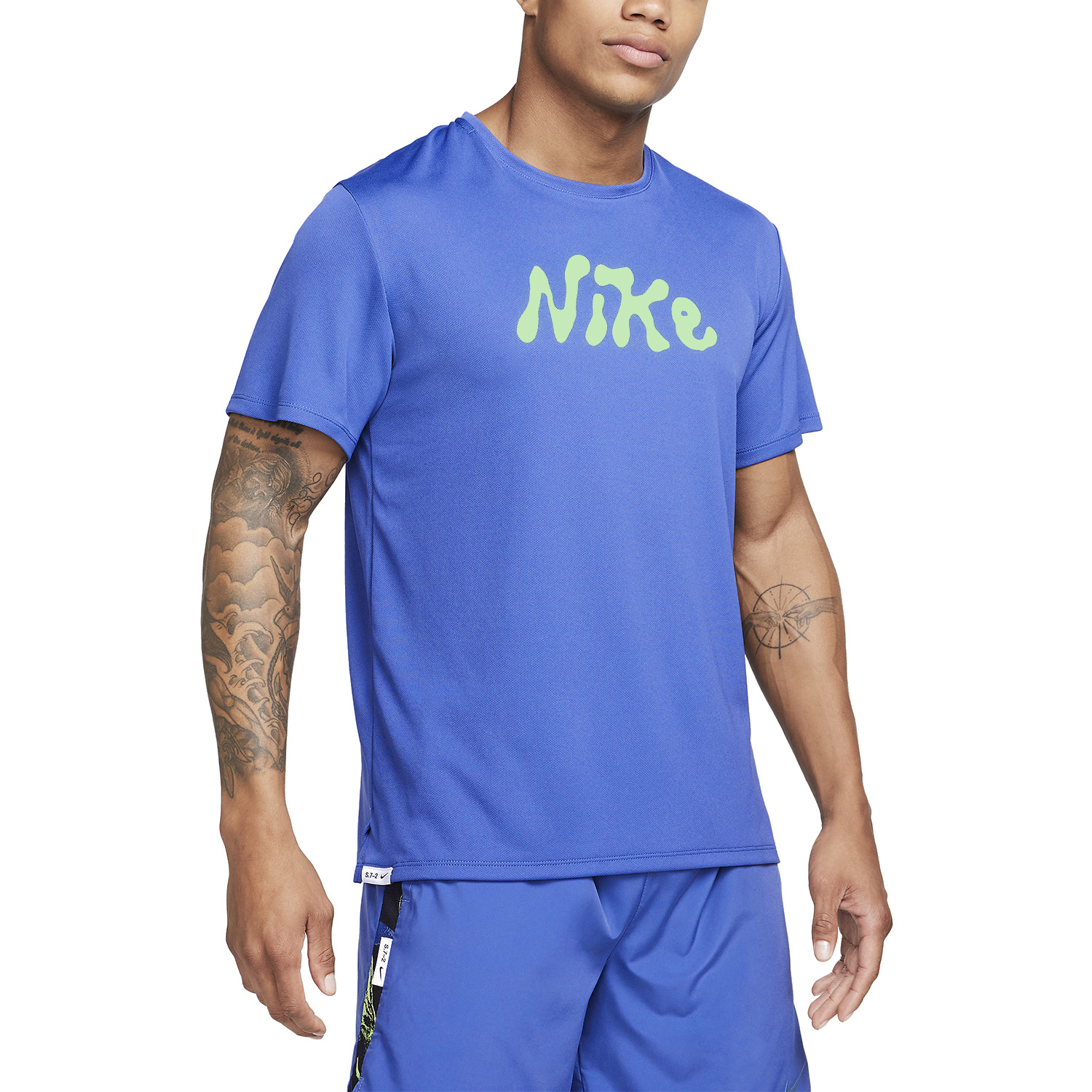 Nike Dri-FIT UV Miler Studio 72 Maglietta Diffused Blue/Lime Blast