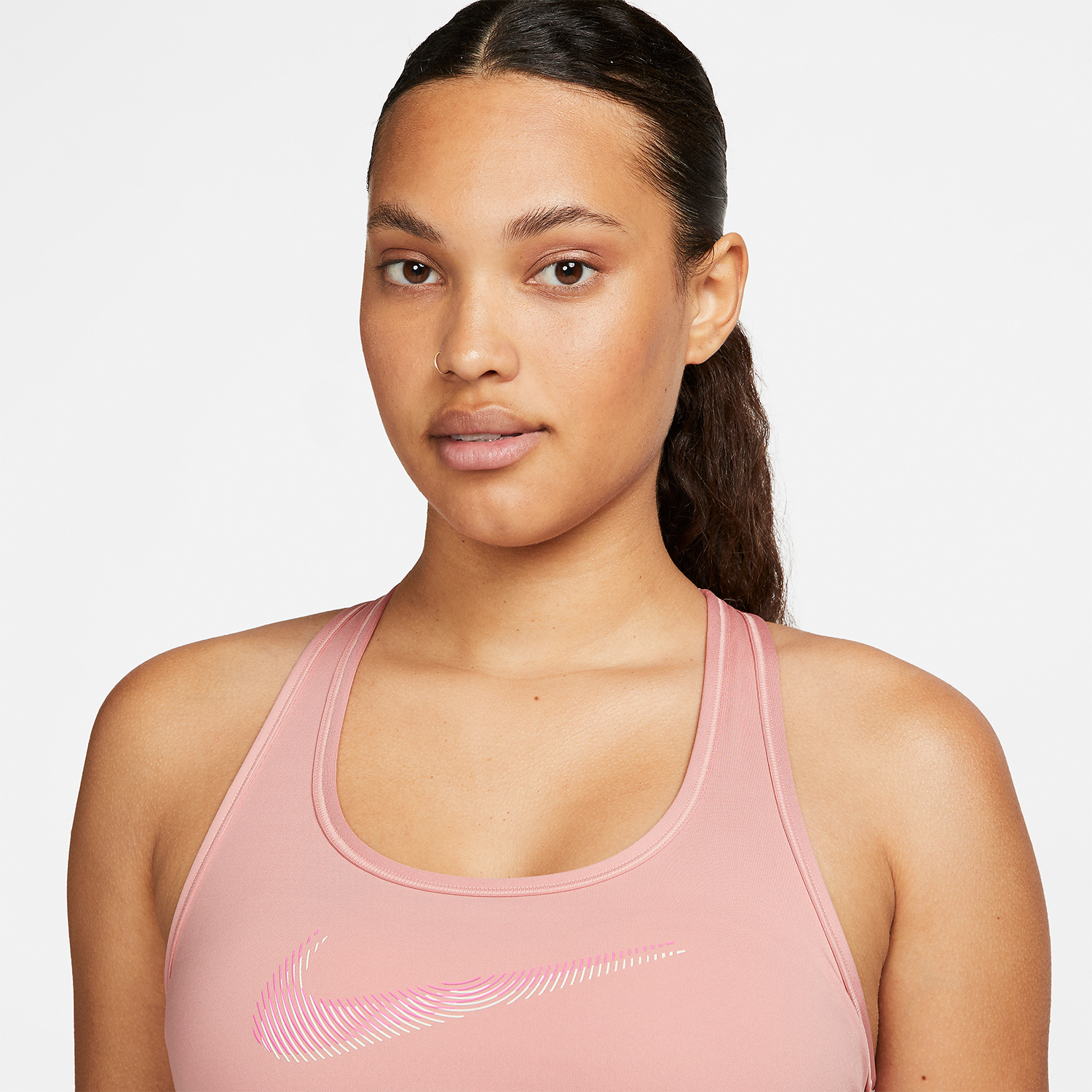 Nike Dri-FIT Swoosh Reggiseno Sportivo Red Stardust/Guava Ice/Laser Fuchsia
