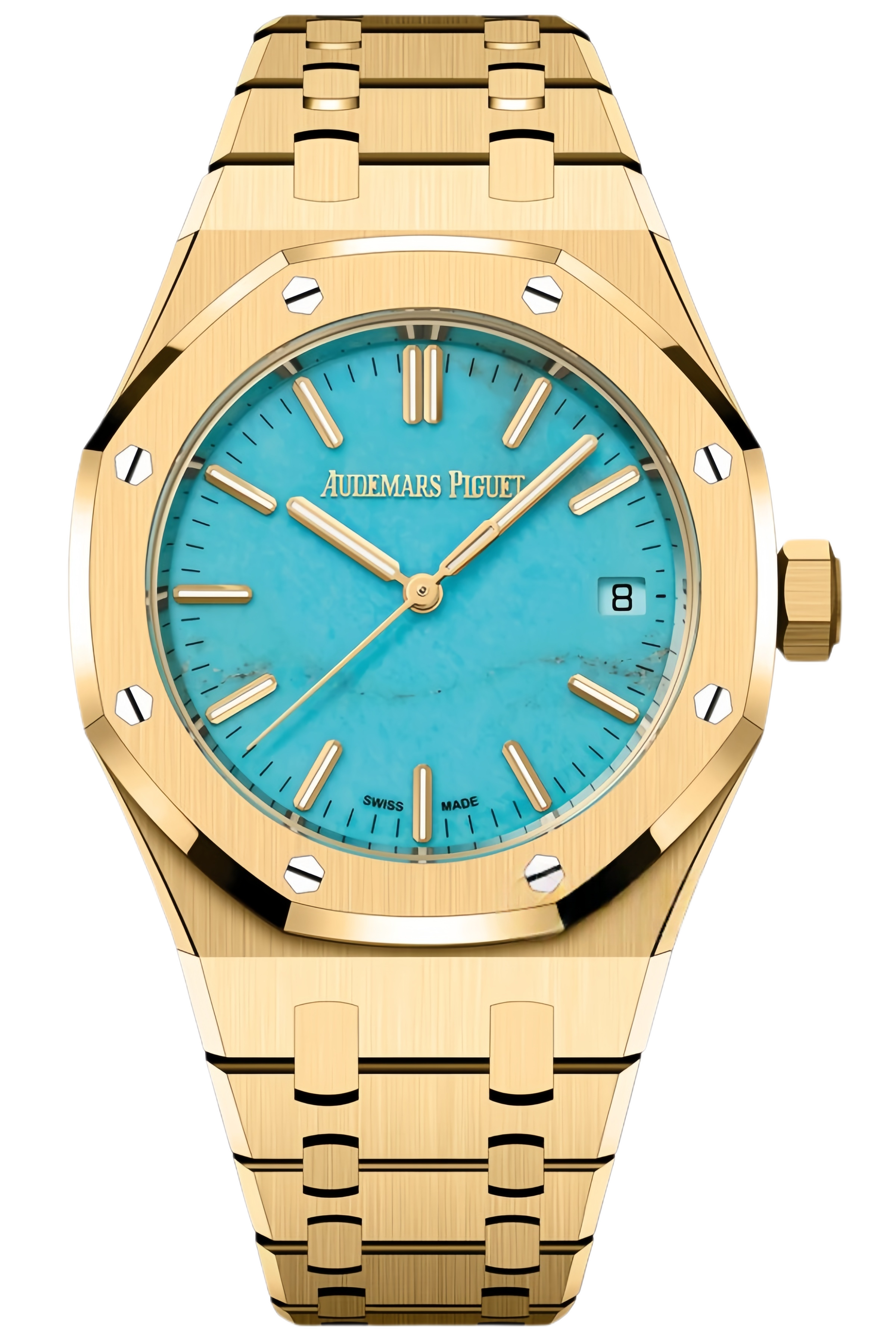 Audemars Piguet Royal Oak Ref. 15550BA.OO.1356BA.01 Super Clone Watch – 37mm Yellow Gold Case Diamond Bezel Silver Dial Swiss Replica