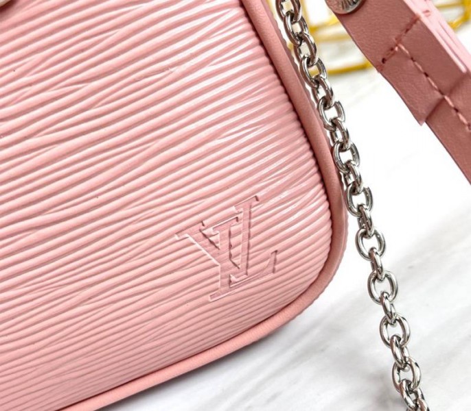 Louis Vuitton Epi Leather Easy Pouch On Strap In Rose Ballerine Pink