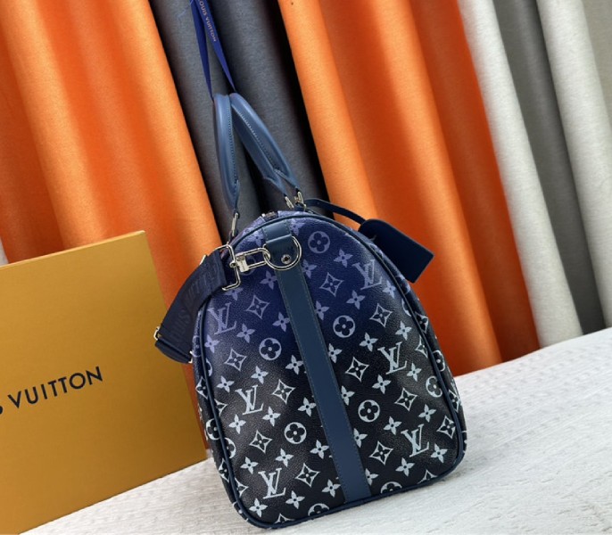 Louis Vuitton Monogram Gradient Canvas Keepall Bandouliere 50 In Navy Blue