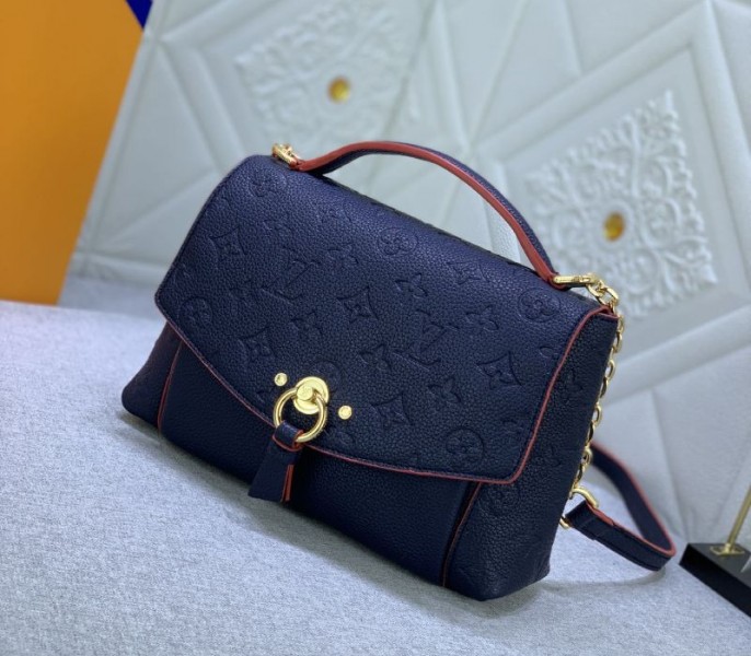 Louis Vuitton Monogram Empreinte Leather Blanche BB Handbag In Navy Blue