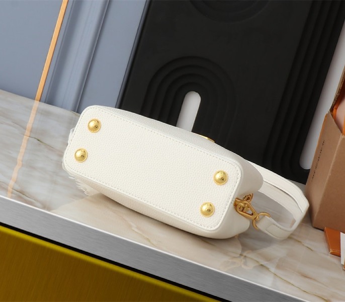 Louis Vuitton Capucines Mini Capucines Handbag In Quartz White