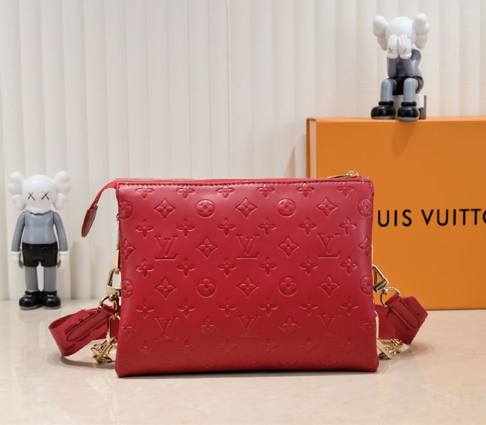 Louis Vuitton Coussin PM Bag In Red With Jacquard Strap
