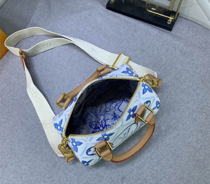 Louis Vuitton LV By The Pool Monogram Tiles Canvas Speedy Bandouliere 20 Bag In Lagoon Blue