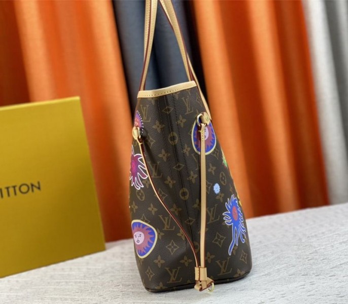 Louis Vuitton X YK Monogram Canvas Neverfull MM Tote With Faces Print