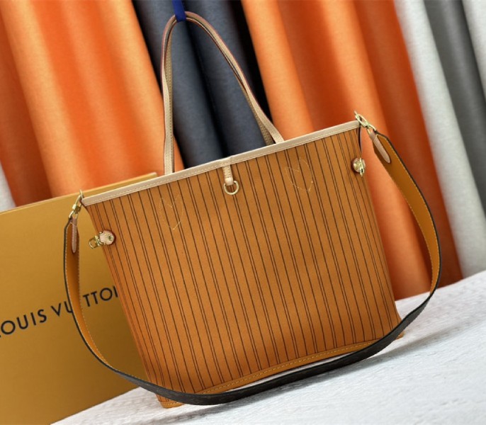 Louis Vuitton Neverfull Bandouliere Inside Out MM Tote In Monogram Canvas And Jaune Safran Textile