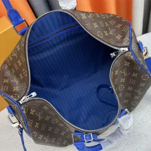 Louis Vuitton Monogram Macassar Canvas Keepall Bandouliere 50 In Indigo Blue