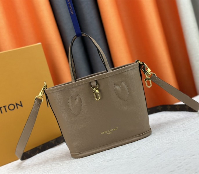 Louis Vuitton Neverfull Bandouliere Inside Out BB Tote In Monogram Canvas And Khaki Green Leather