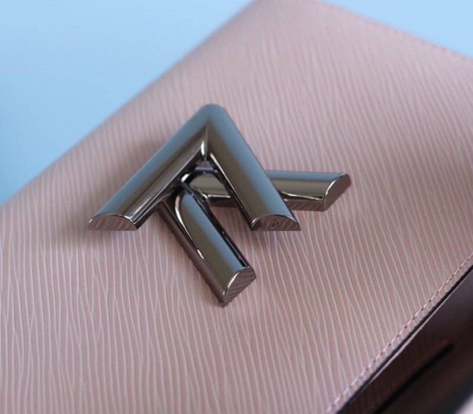 Louis Vuitton Epi Leather Twist MM Bag In Rose Ballerine Pink With Jacquard Strap