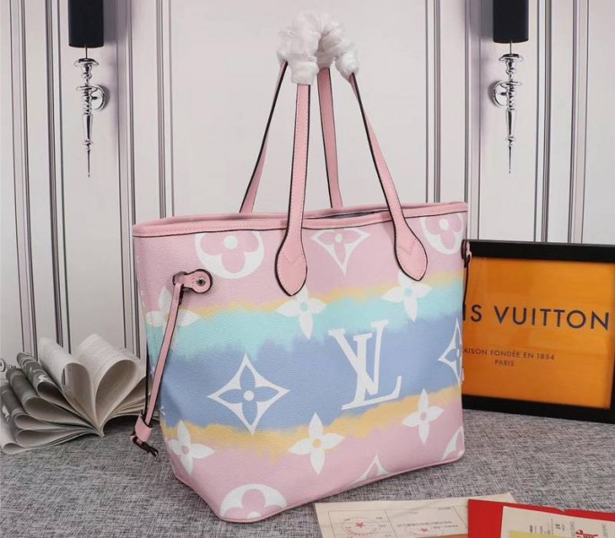 Louis Vuitton Seasonal Escale Neverfull MM Tote In Pastel Pink
