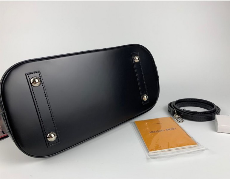Louis Vuitton Epi Leather Alma PM Jacquard Strap Handbag In Black