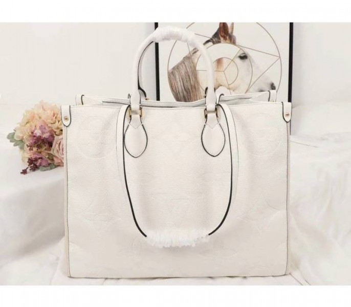 Louis Vuitton Monogram Empreinte Giant Onthego GM Tote In Cream