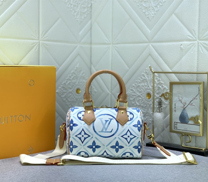 Louis Vuitton LV By The Pool Monogram Tiles Canvas Speedy Bandouliere 20 Bag In Lagoon Blue