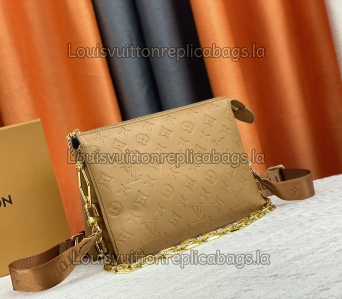 Louis Vuitton Coussin PM Bag In Camel With Jacquard Strap