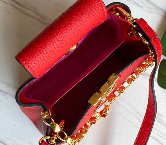 Louis Vuitton Capucines Mini Chain Bag In Red