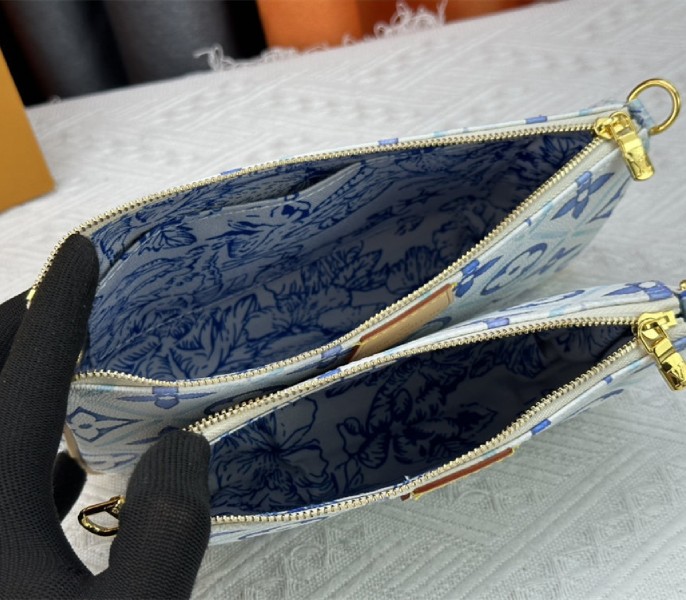 Louis Vuitton LV By The Pool Monogram Tiles Canvas Multi Pochette Accessoires In Lagoon Blue