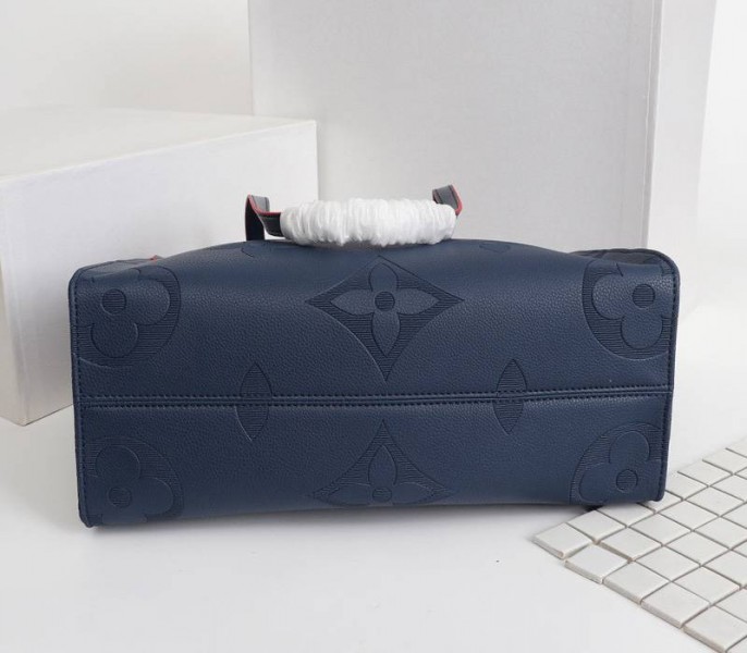 Louis Vuitton Monogram Empreinte Giant Onthego MM Tote In Navy Blue