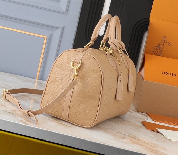 Louis Vuitton Monogram Empreinte Speedy Soft 30 Handbag In Apricot