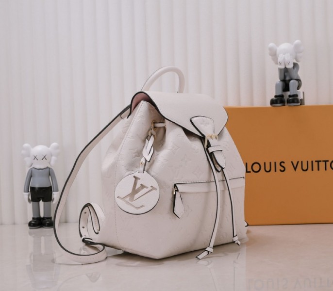 Louis Vuitton Monogram Empreinte Leather Montsouris PM Backpack In White