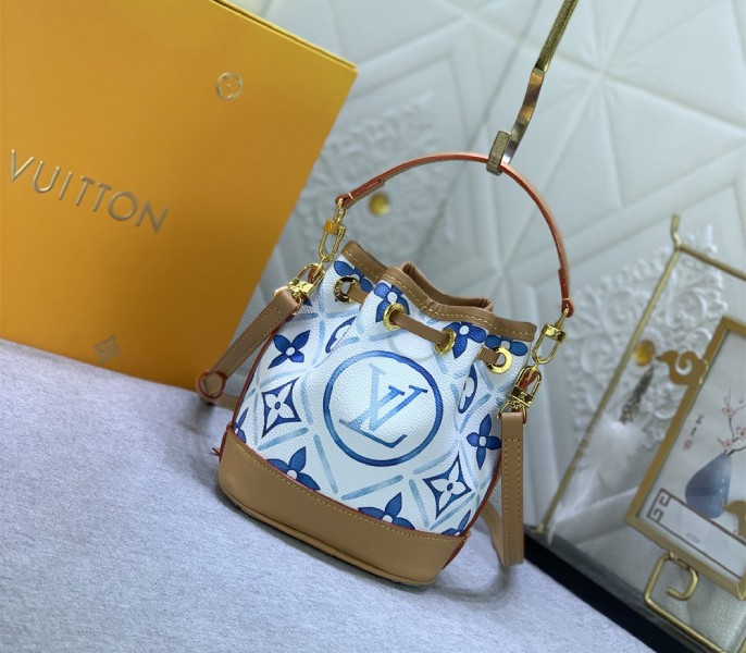 Louis Vuitton LV By The Pool Monogram Tiles Canvas Nano Noe Bag In Lagoon Blue