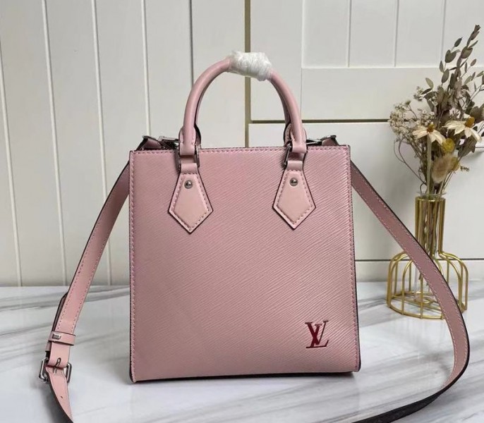 Louis Vuitton Epi Leather Sac Plat BB Carryall Handbag In Rose Ballerine Pink