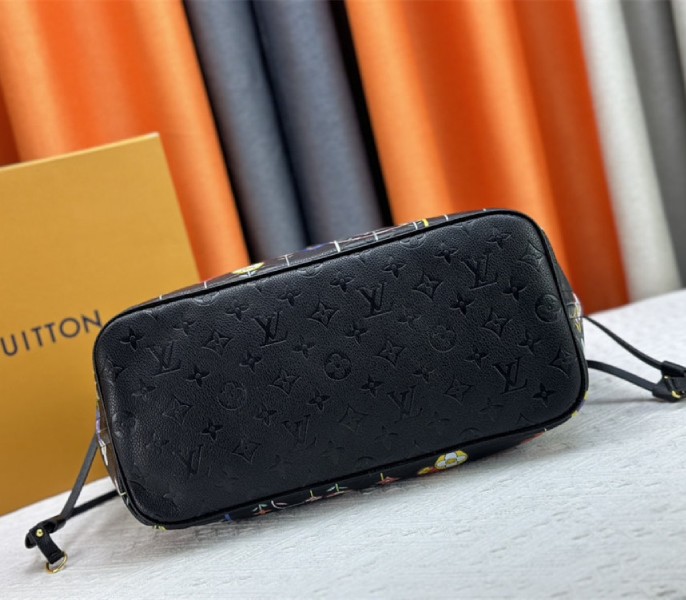 Louis Vuitton X TM Monogram Empreinte Neverfull MM In Black With Style 1