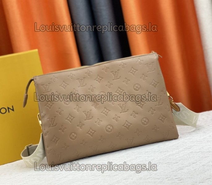 Louis Vuitton Coussin MM Bag In Taupe With Jacquard Strap