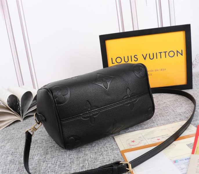 Louis Vuitton Monogram Empreinte Leather Speedy Bandouliere 25 Handbag In Black