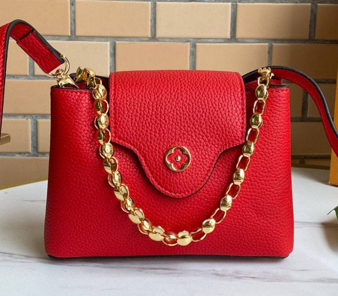 Louis Vuitton Capucines Mini Chain Bag In Red