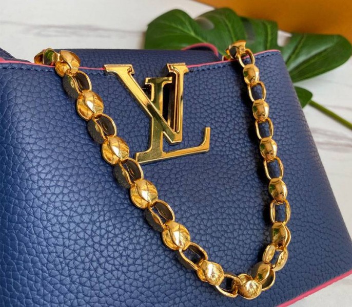 Louis Vuitton Capucines Mini Chain Bag In Navy Blue