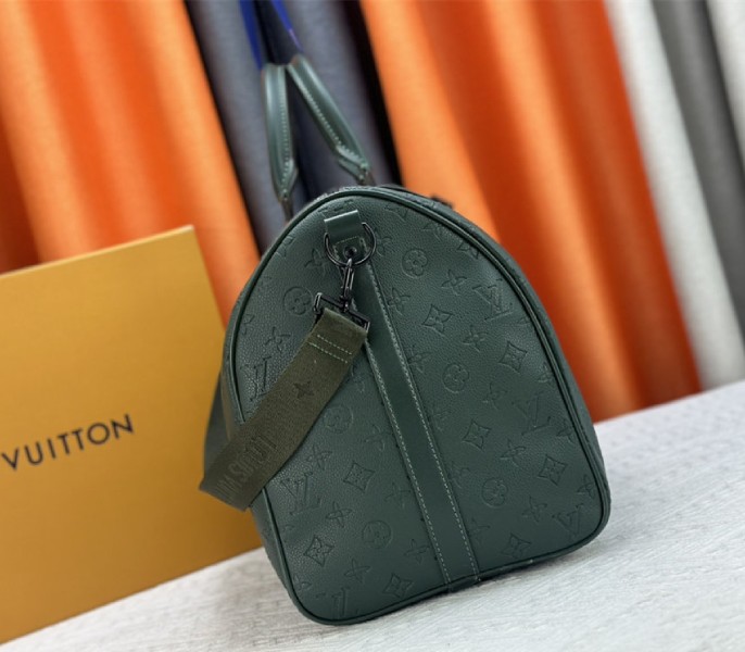 Louis Vuitton Taurillon Leather Keepall Bandouliere 50 In Borneo Green